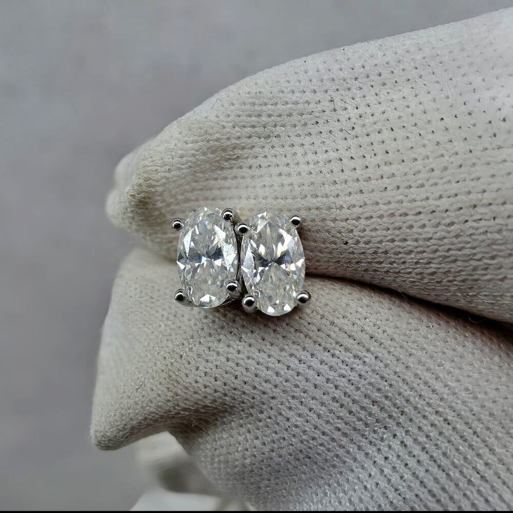0.60ctw Oval Moissanite Stud Earrings 925 Sterling Silver VVS D Screwback